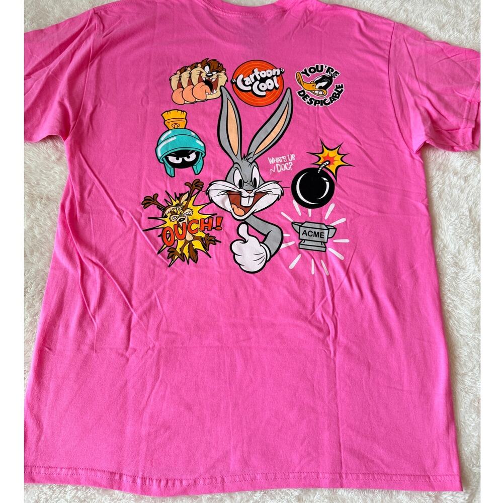 Looney Tunes NWOT  Pink Graphic Tee Bugs Bunny Back Print Size L